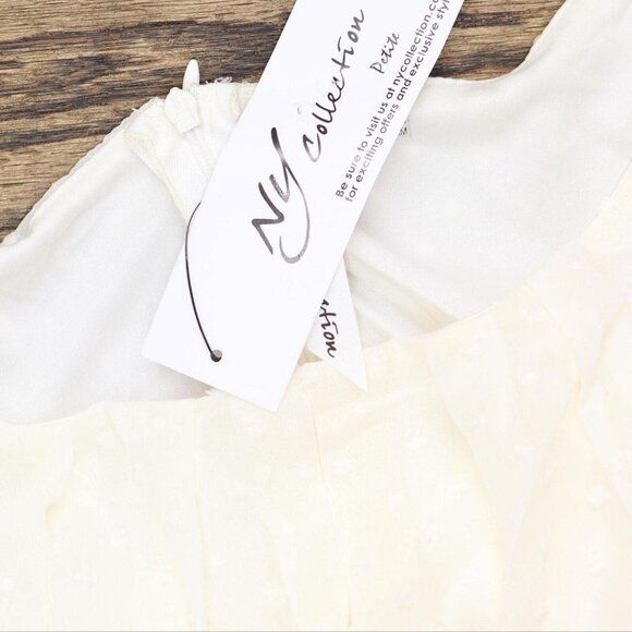 NWT Ny Collection Petite 3/4 Sleeve Clip Dot Dress PCCD0396C PL Egret Off White - Picture 4 of 5